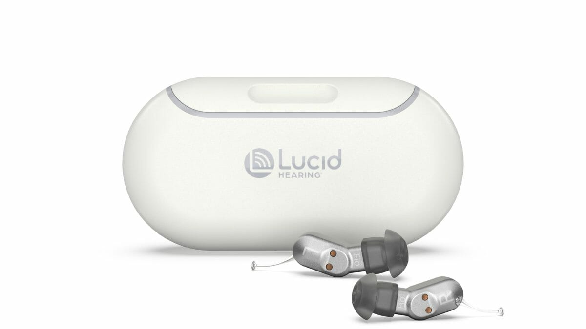 Lucid Hearing's fio Hearing Aid and Charger